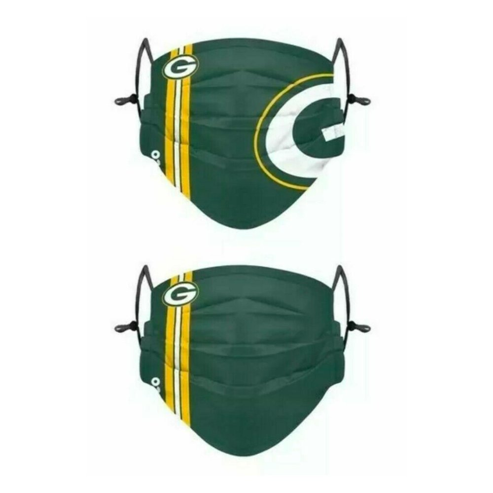 Official NFL Green Bay Packers Youth Face Mask Face Covers, Reusable, 2-Pack